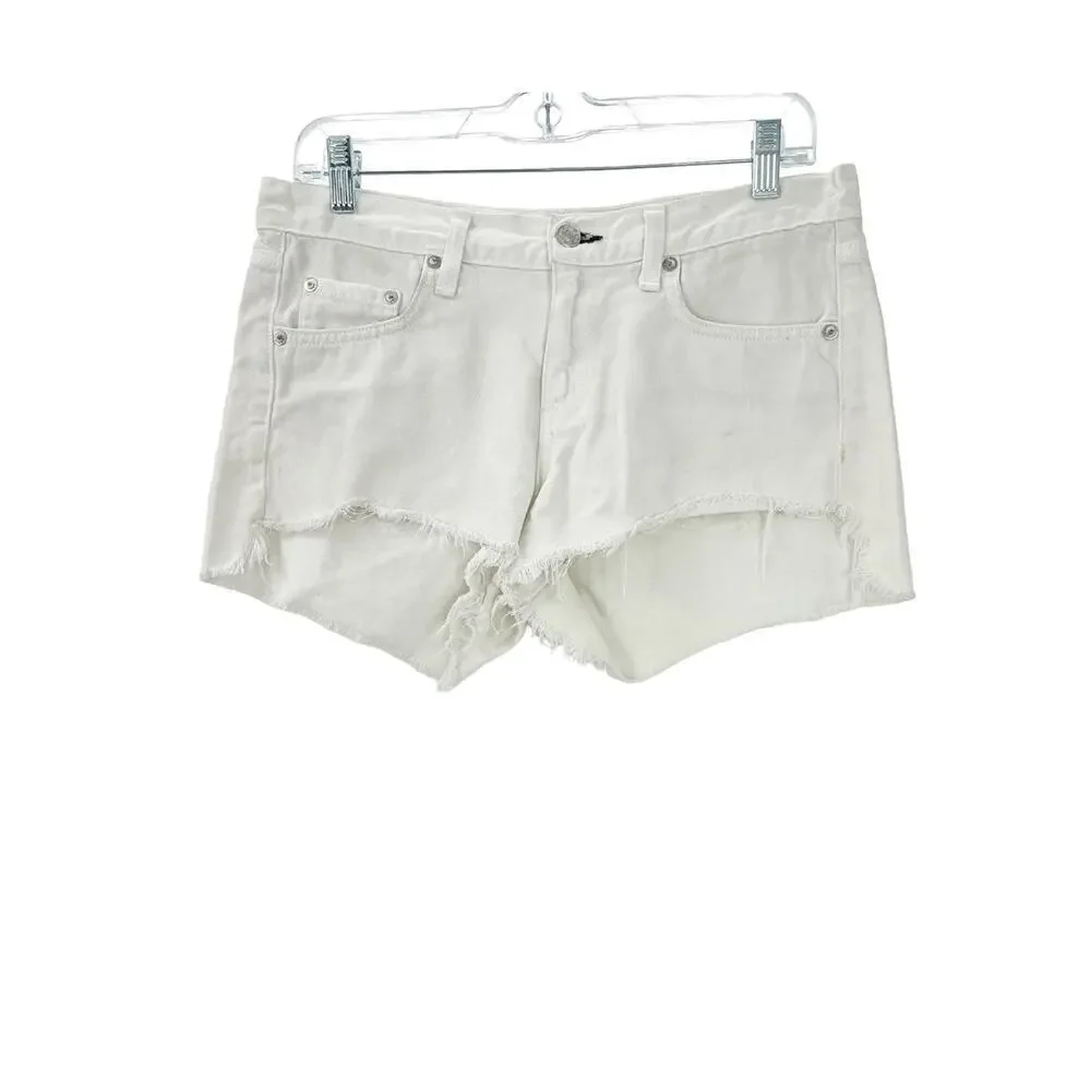 Rag & Bone Vintage Cut Off Jean Shorts Rigid Denim White Size 25 NWT